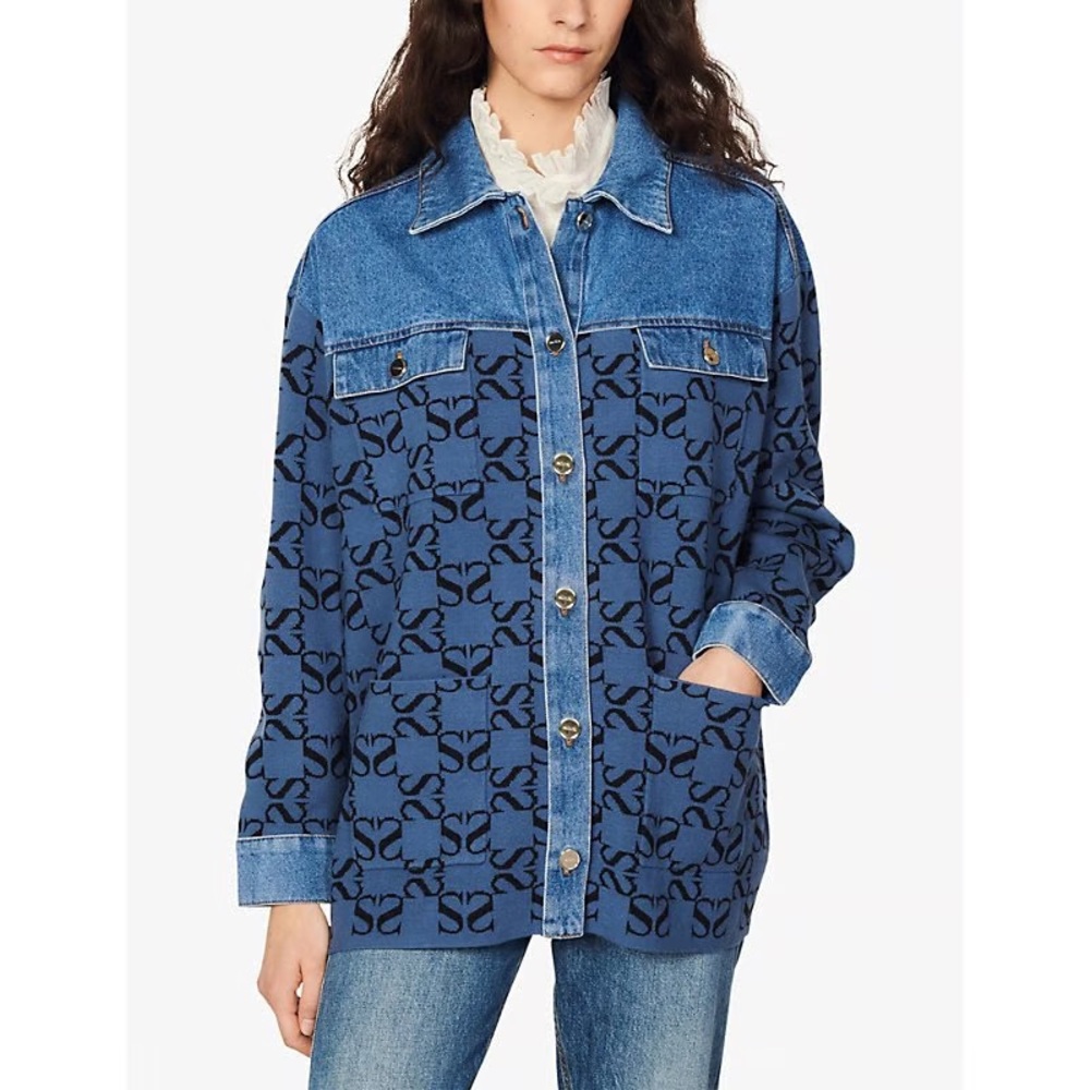 Sandro Augustine Oversized Denim Jacket -Size 0